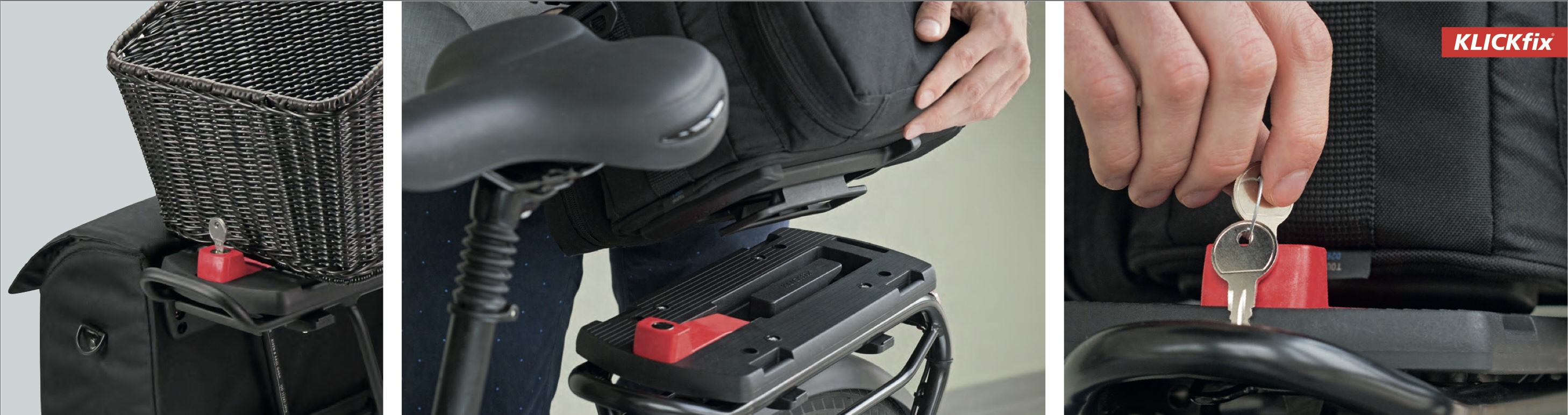 cykelkurv bag med Klickfix montering og låsesystem – fletkurv og aftagelig bagkurv til bagagebærer